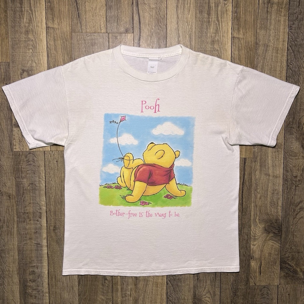Vintage 90's Disney Winnie The Pooh White Graphic Tee Shirt Size L Jerry Leigh